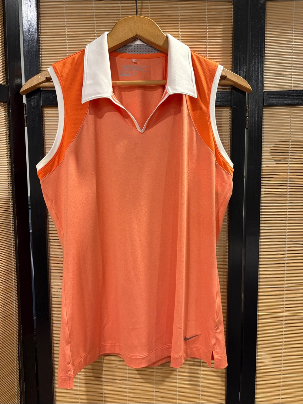 Nike Women’s Orange Sleeveless Polo Tank with White Trim